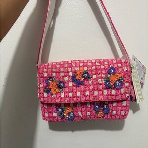 Viral Made In India Pink Floral Beaded Shoulder Bag